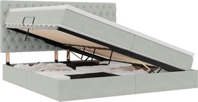 vidaXL Ágy tárolóval és matraccal Világosszürke 200 x 200 cm Bársony