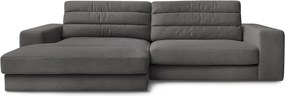 Antracitszürke bársony sarokkanapé (bal oldali-heverő résszel) Sierra – Bobochic Paris