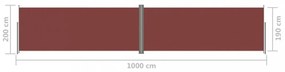 barna behúzható oldalsó napellenző 200 x 1000 cm