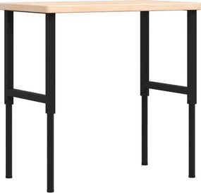 vidaXL tömör tölgyfa négyszög alakú munkapad 100 x 60 x (73-99,5) cm
