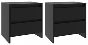 2 db fekete forgácslap éjjeliszekrény 45 x 34,5 x 44,5 cm