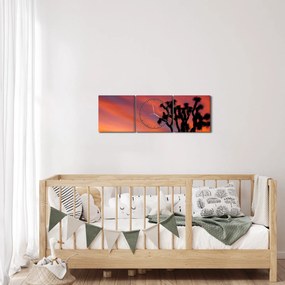 Naplemente egy fa sziluettje felett (órával) (90x30 cm)
