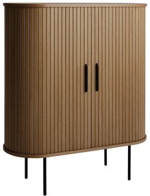 Barna bortartó szekrény tolóajtóval, tölgyfa dekorral 100x118x40 cm Nola – Unique Furniture