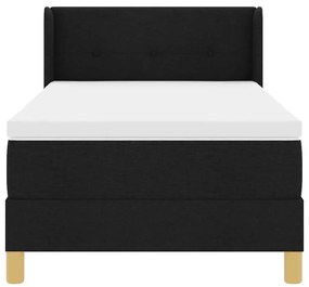Boxrugós ágy Fekete és fehér és fekete 80 x 200 cm szövet