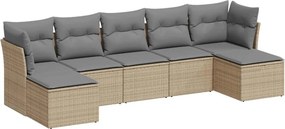 vidaXL 7 részes világosszürke polyrattan kerti ülőgarnitúra párnákkal