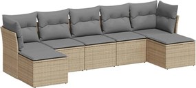 vidaXL 7 részes világosszürke polyrattan kerti ülőgarnitúra párnákkal