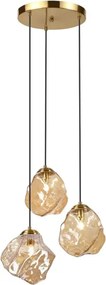 Kábeles CRISTAL csillár 3xE14/15W/230V sárgaréz/füstös bézs