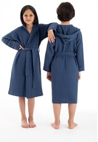 Sötétkék muszlin gyerek fürdőköpeny 5-6 év Muslin – Foutastic