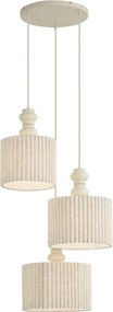 Japandi függőlámpa bézs színű, vászonernyővel, 3 égős - Fedde
