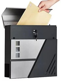 Zárható postaláda, falra, kerítésre szerelhető, ezüst-antricit szürke