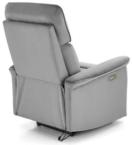 SEMIR szürke karosszék elektromos dönthető funkcióval / USB csatlakozóval