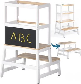 PLAY tanulótorony fenyőfa, 93x56x49cm, fehér/natúr barna Spielwerk