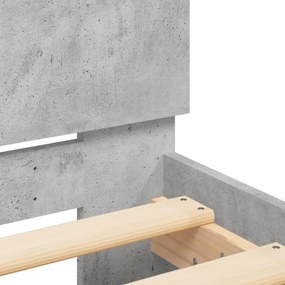 betonszürke szerelt fa ágykeret fejtámlával 100x200 cm
