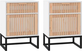 vidaXL 2 db fehér szerelt fa és vas éjjeliszekrény 40 x 30 x 55,5 cm