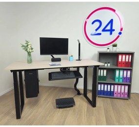 OfficeTech Strong állítható magasságú asztal 180 x 80 cm, fekete alap, arany tölgy