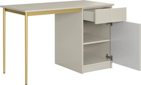 Nicole íróasztal 120 cm, egyajtós, fiókos - kasmír / arany lábak