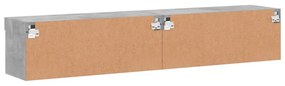 2 db betonszürke TV-szekrény LED-világítással 80x30x30 cm