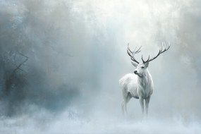 Fotótapéta Flizelina Természet Tél Erdő Fehér Szarvas 312x219 ragasztó