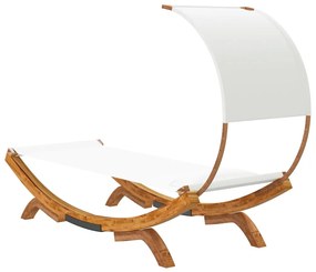 Kültéri krém baldachinos hajlított fa nyugágy 100x200x126 cm