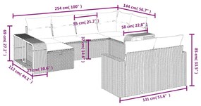 10 részes bézs polyrattan kerti ülőgarnitúra párnával