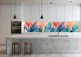 Wallplex konyhahátfal Színes Levelek (Méret: 60x180)