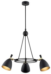 Argon 6149 - Csillár rúdon CHARLOTTE 3xE27/15W/230V fekete/arany