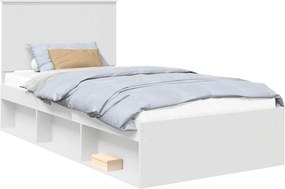 vidaXL Ágykeret fejtámlával Fehér 100 x 200 cm Tömör fenyőfa