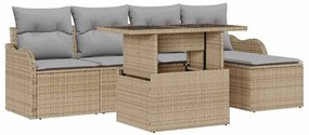 vidaXL Kerti Kanapé Szett párnával 6 pcs Bézs Polyrattan