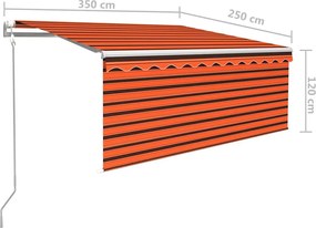 Automata redőnyös, LED-es, szélérzékelős napellenző 3,5x2,5 m