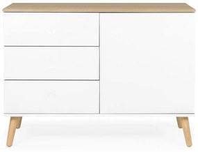 Fehér alacsony komód tölgyfa dekorral 109x79 cm Dot – Tenzo