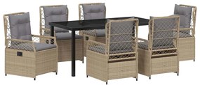 vidaXL Kert étkező szett 7 pcs Beige és Világosszürke polirattan