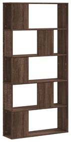 5 szintes barna tölgy színű fa könyvespolc 80,5x23,5x162,5 cm