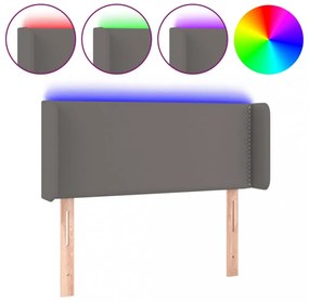 szürke műbőr LED-es fejtámla szárnyakkal 93x16x78/88 cm