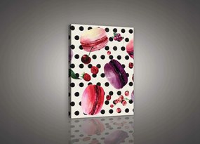 Vászonkép 75x100 Makaróni bogyók desszert édességek akvarell rózsaszín lila