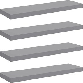 vidaXL 4 db szürke MDF lebegő fali polc 80 x 23,5 x 3,8 cm