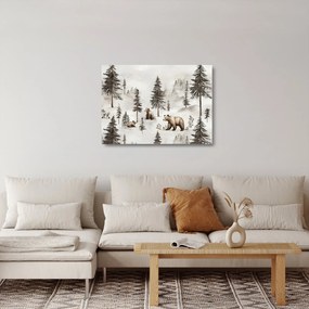 Üveg kép - Erdő medvékkel (70x50 cm)