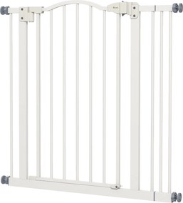 PawHut 78 cm Belső Kutya Kapu, Biztonsági Kutya Kapu, Kihúzható Kutya Határ 74-87 cm Kettős Zárral és Automatikus Záródással Lépcsőkhöz és Ajtókhoz, F
