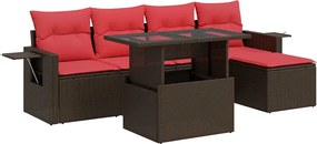 vidaXL 6 részes barna polyrattan akácfa kerti ülőgarnitúra párnákkal