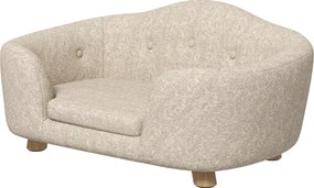 PawHut Kiskutya Kanapé Kutya Matrac Kutya Ágy Macska Kanapé Párnával Hátizsákkal Plüss Hab Fenyő Krém Fehér 70 x 47 x 30 cm | Aosom