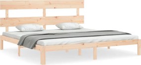 vidaXL tömör fa ágykeret fejtámlával Super King Size
