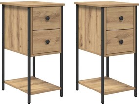 vidaXL Éjjeliszekrény 2 pcs kézműves tölgy 32 x 42 x 70 cm Faanyag