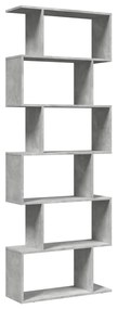 6 szintes betonszürke fa térelválasztó könyvespolc 70x24x193 cm