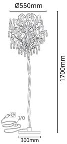 Kristály állólámpa 5xG9/40W/230V arany