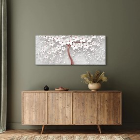 Kép - Egy fehér fa képe virágokkal, rózsaarany (120x50 cm)