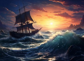 Poszter 55x40cm Az óceáni átkelés háborgó hullámai