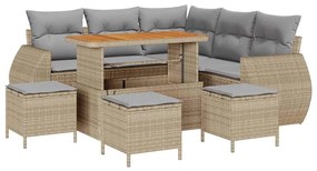 vidaXL Kerti Kanapé Szett 9 pcs Bézs polirattan