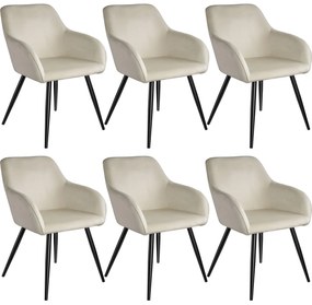 TecTake GmbH 404048 marilyn bársony hatású székek - krém / fekete, 6 darabos készlet