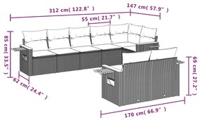 8 részes bézs polyrattan kerti ülőgarnitúra párnával