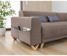 Barna kinyitható-tárolóhelyes sarokkanapé (jobb oldali-L alakú) Classy Sophie – Miuform