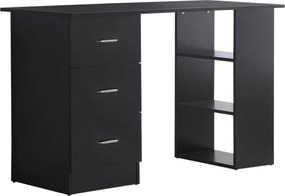 HOMCOM Tárolós Íróasztal, Számítógép Asztal 120 x 50 cm, Számítógép Íróasztal Polcokkal és Fiókokkal, Kis Terekhez, Hálószobába, Fekete | Aosom